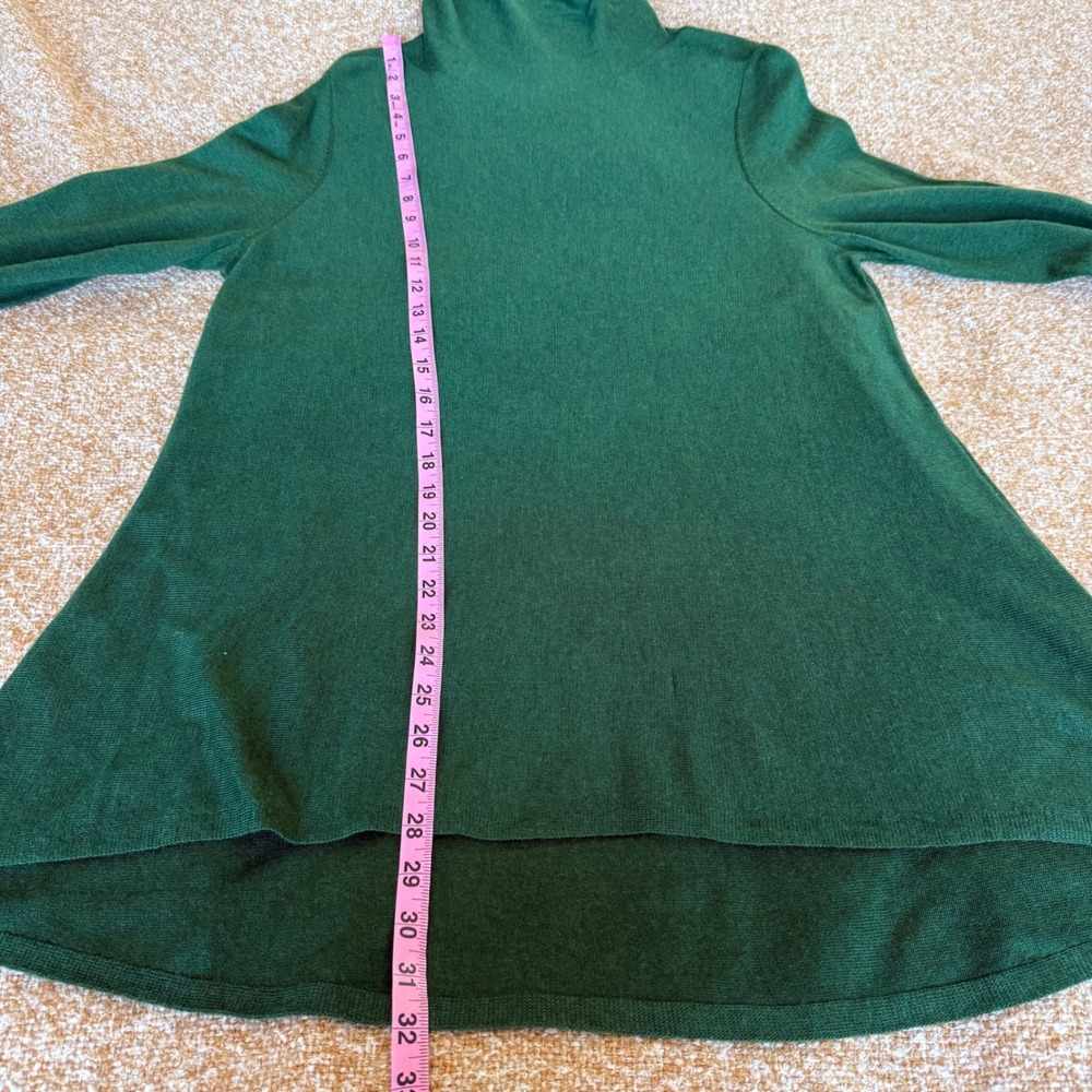 Eileen Fisher Green Merino Wool Blend Turtleneck Tunic Sweater Medium Cozy - Picture 7 of 7